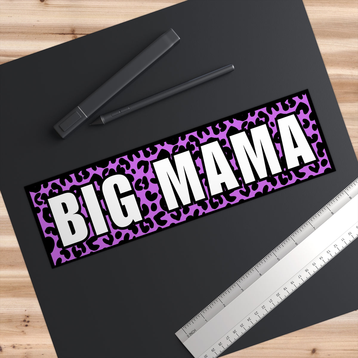 Big Mama Leopard Bumper Sticker — Bold Purple Car Decal