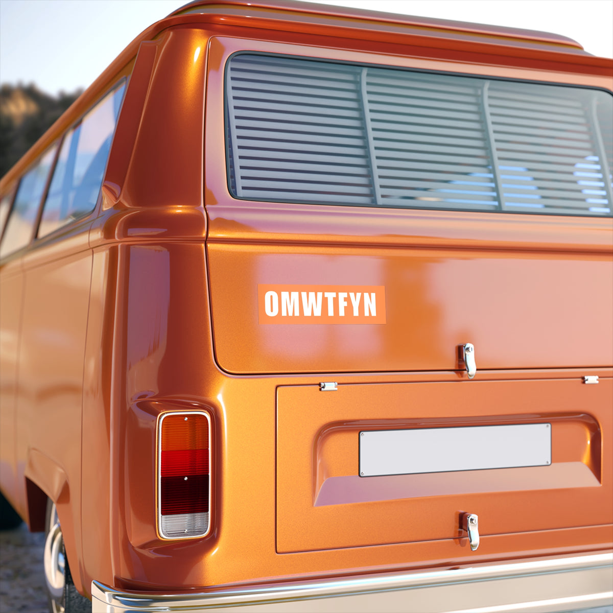 OMWTFYN Bumper Sticker — Bold Orange Travel/Van Decal