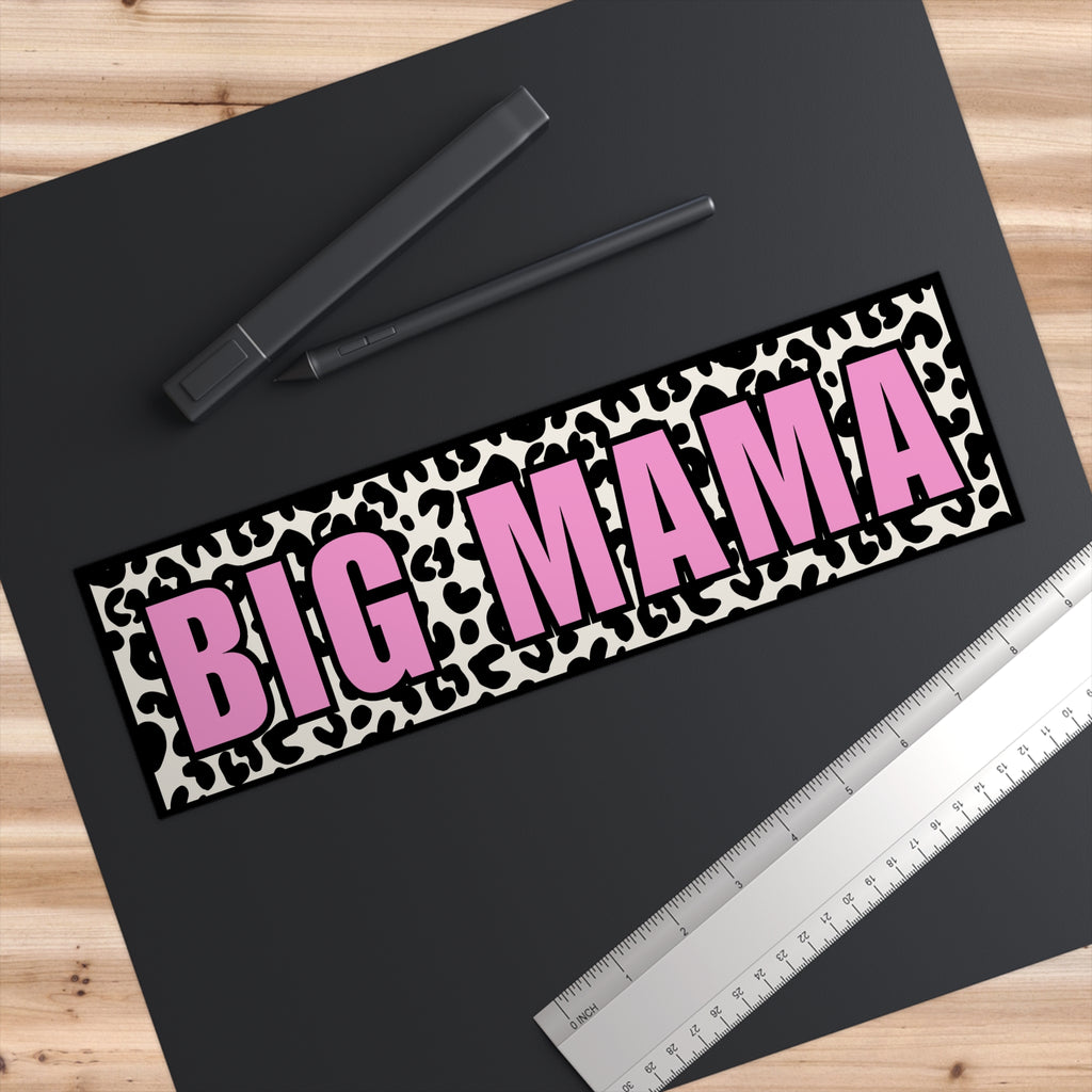 Big Mama Leopard Bumper Sticker — Pink Bold Car Decal