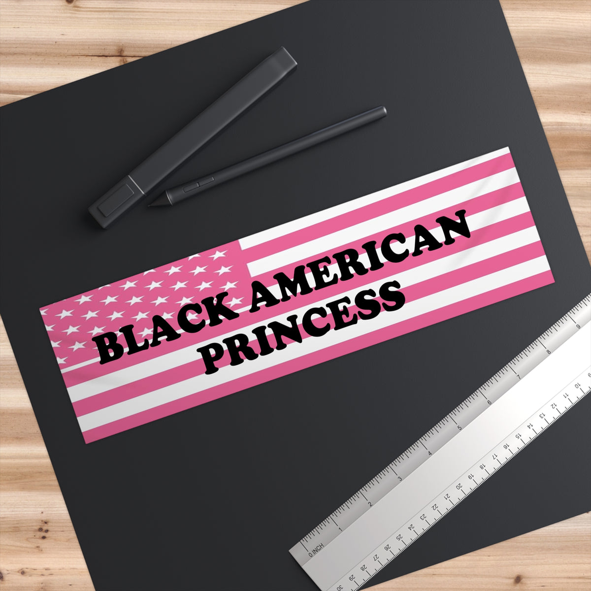 Pink American Flag “Black American Princess” Bumper Sticker