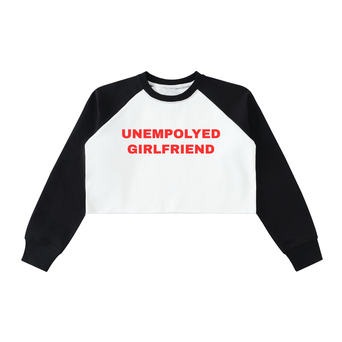 Raw-Hem Color-Block Raglan Crop Sweatshirt
